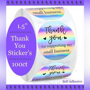 100 ~1.5” Thank You Boutique Stickers 🪻🆕🪻2 Rolls For $16 (Bundle & Save)
